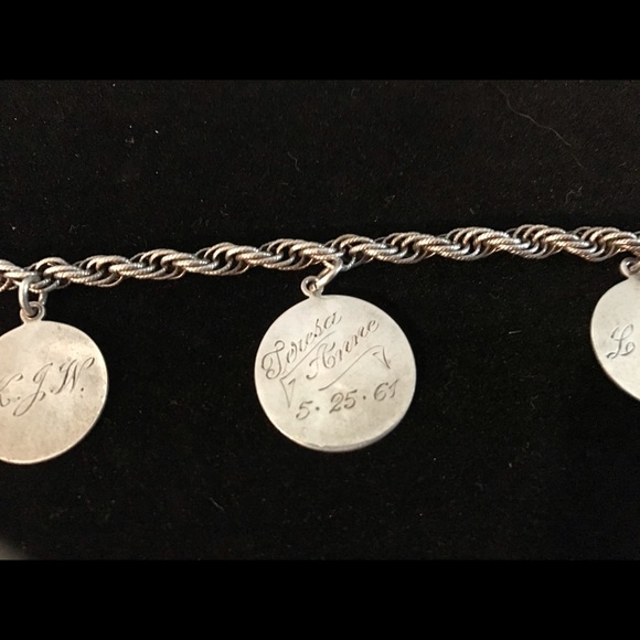 VINTAGE STERLING 925 CHARM BRACELET LOVE TOKENS